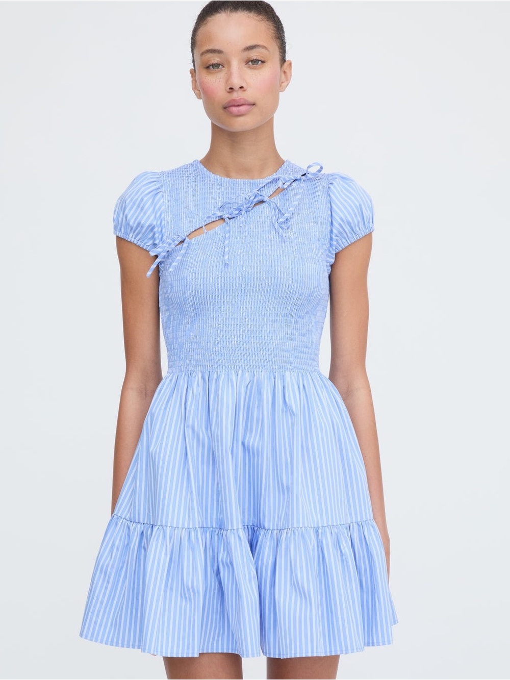 Hill House Gia Mini Nap Dress in Smocked Blue Stripe